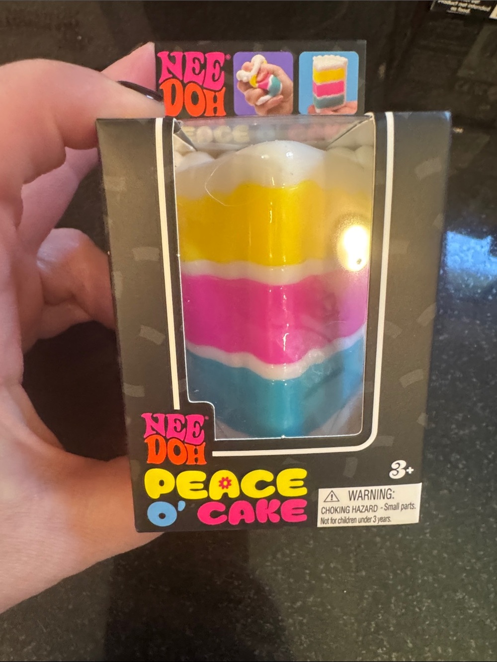 NIB 100% Auth NeeDoh Peace O' Cake Squish Toy - Yellow Pink Blue